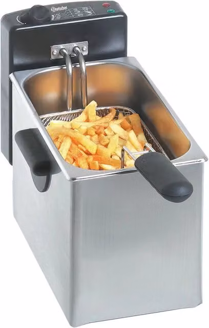 Friggitrice MINI II Bartscher Silver e Black con tecnologia oil cold zone e struttura in acciaio inossidabile e plastica