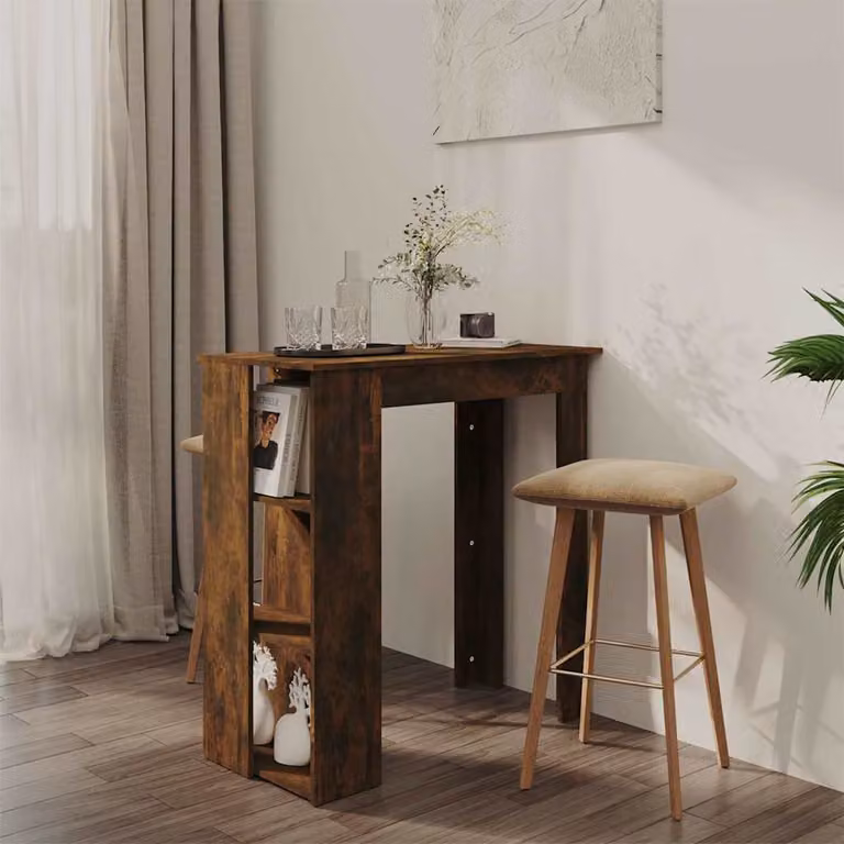 vidaXL Tavolino da Bar Moderno con Ripiani in Rovere Fumo, L: 102 cm, P: 50 cm, H: 103,5 cm