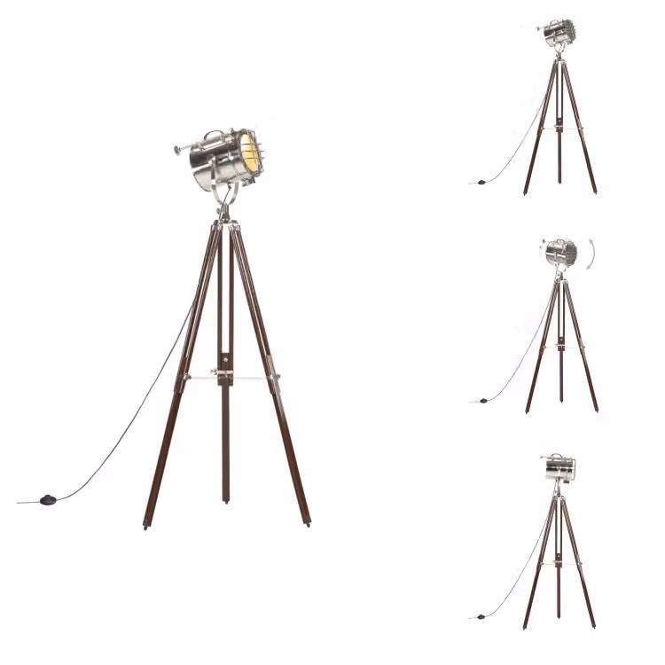 vidaXL Lampada da terra treppiede in legno massiccio di mango 180 cm - Lampade