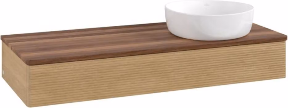 Mobiletto V&B con struttura frontale Antao 120x19x50cm, WBP colore w. wal, rovere miele