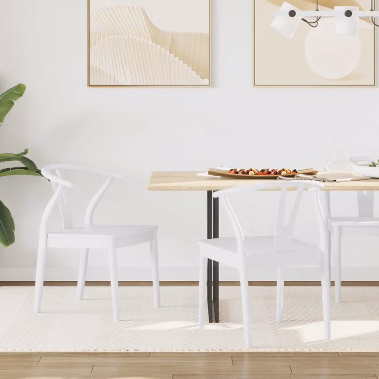 Set di 2 sedie da pranzo vidaXL in legno di gomma bianco moderno
