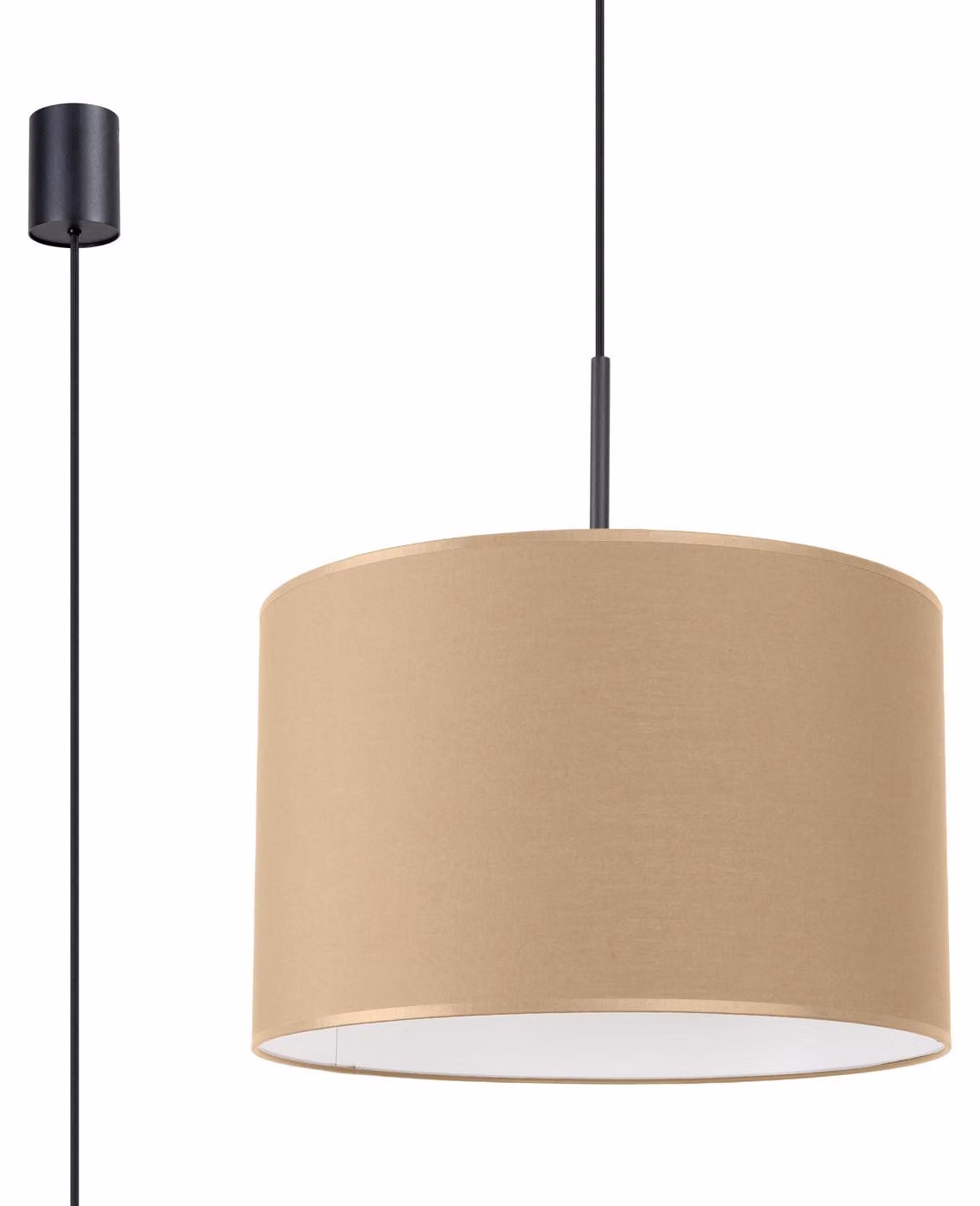 Lampada a sospensione PURELA taupe-nera 1xE27x15W in tessuto, dimensioni: 137x40x40 cm, IP20, Pure Lume