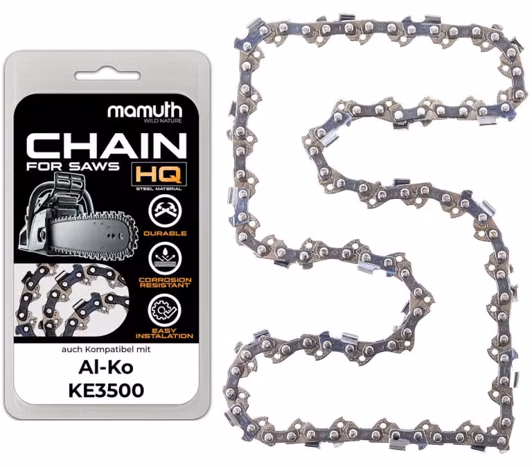 Catena per motosega, lunghezza 35 cm, spessore 1,3 mm, passo 3/8", modello 52 TG, compatibile con Al-Ko KE3500