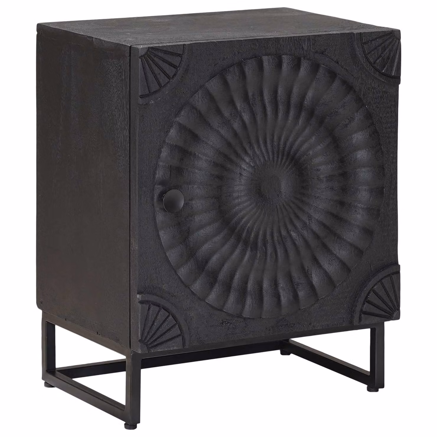 vidaXL Comodino a muro moderno in legno di mango e metallo Nero L: 40 cm, P: 30 cm, H: 50 cm