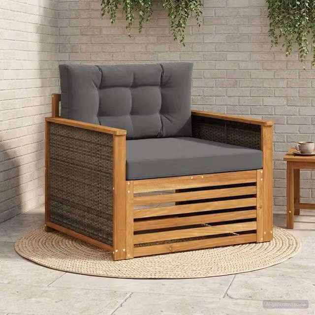 Divano centrale da esterno vidaXL in legno di acacia con tessuto in colori marrone, antracite o grigio – 1