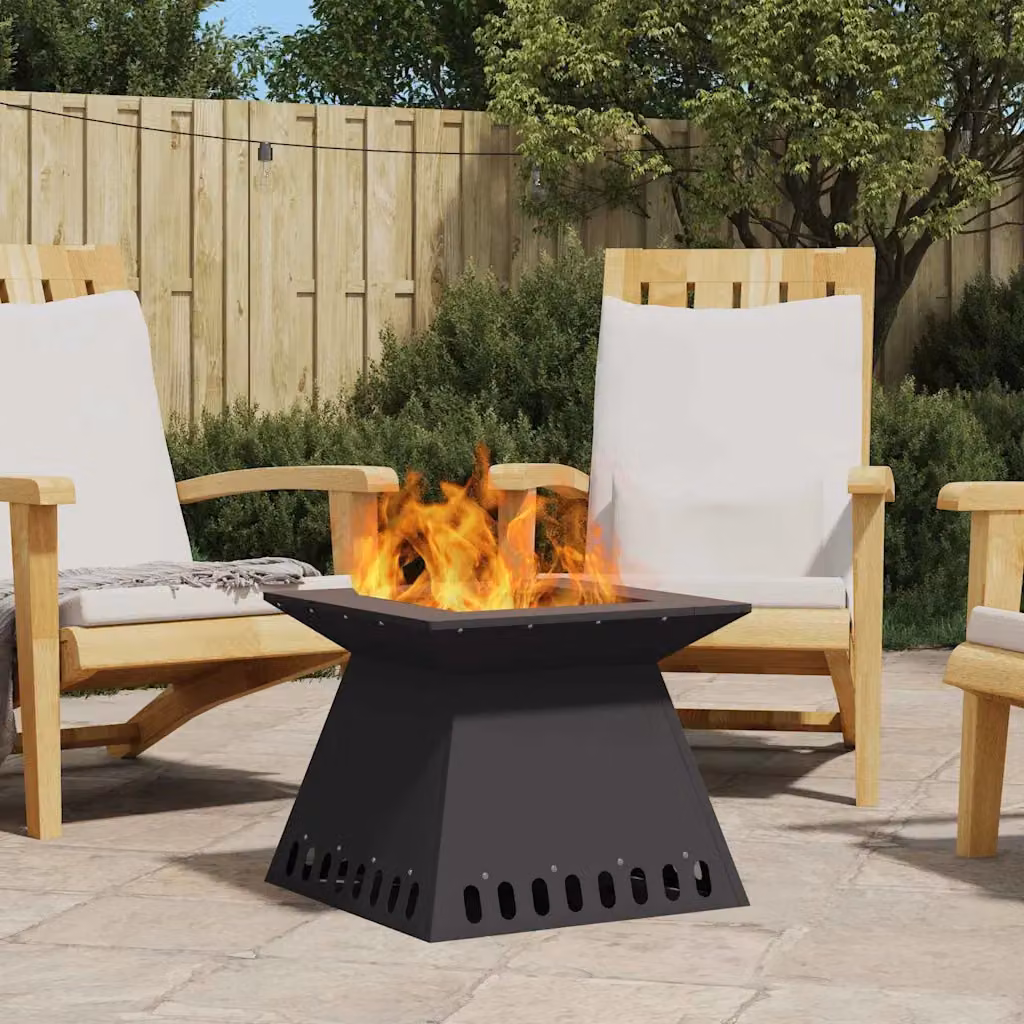 Braciere vidaXL in acciaio nero per legna L/P/H: 48 x 48 x 40 cm