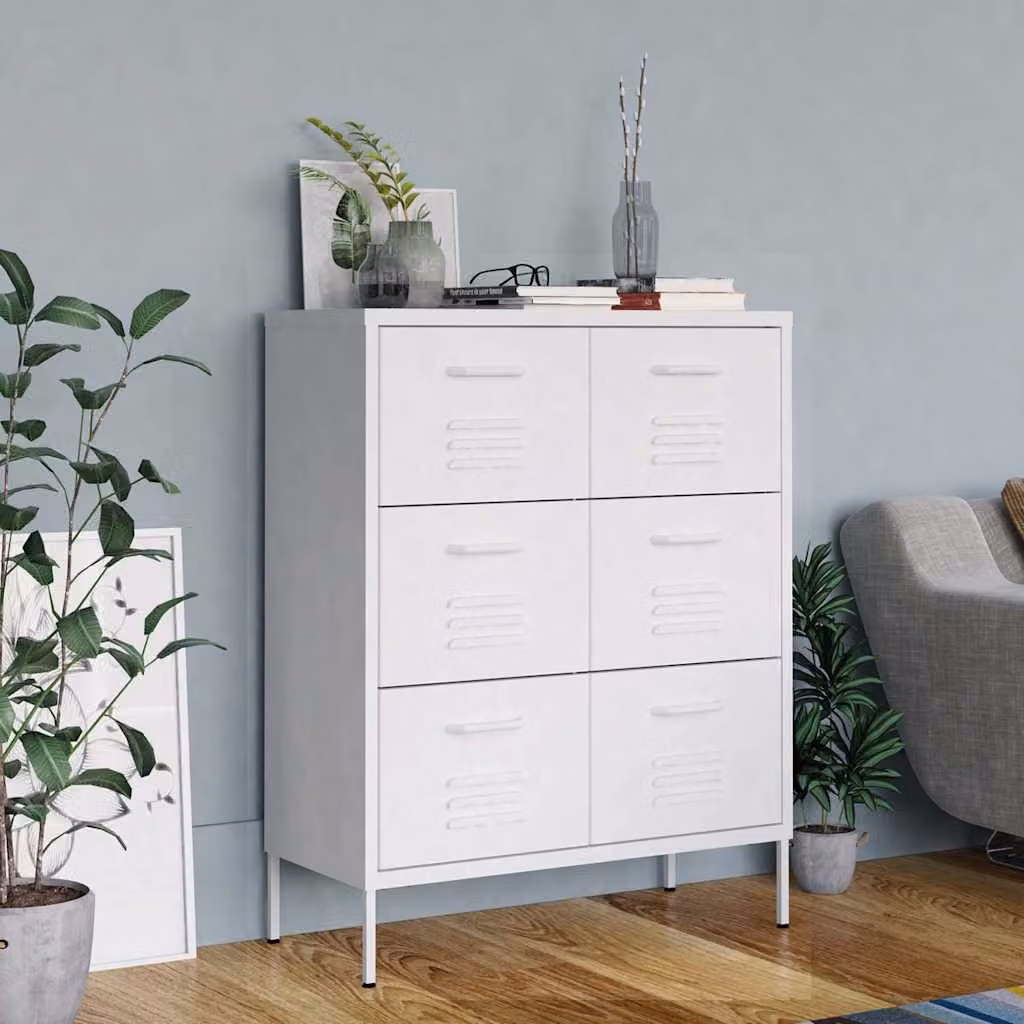 Cassettiera bianca vidaXL in metallo L: 80 cm, P: 35 cm, H: 101,5 cm – 1