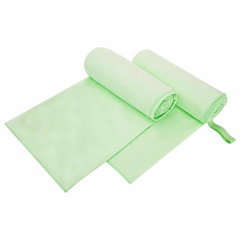 Set di 2 asciugamani sportivi in microfibra vidaXL, colore verde, L: 200 cm, P: 100 cm