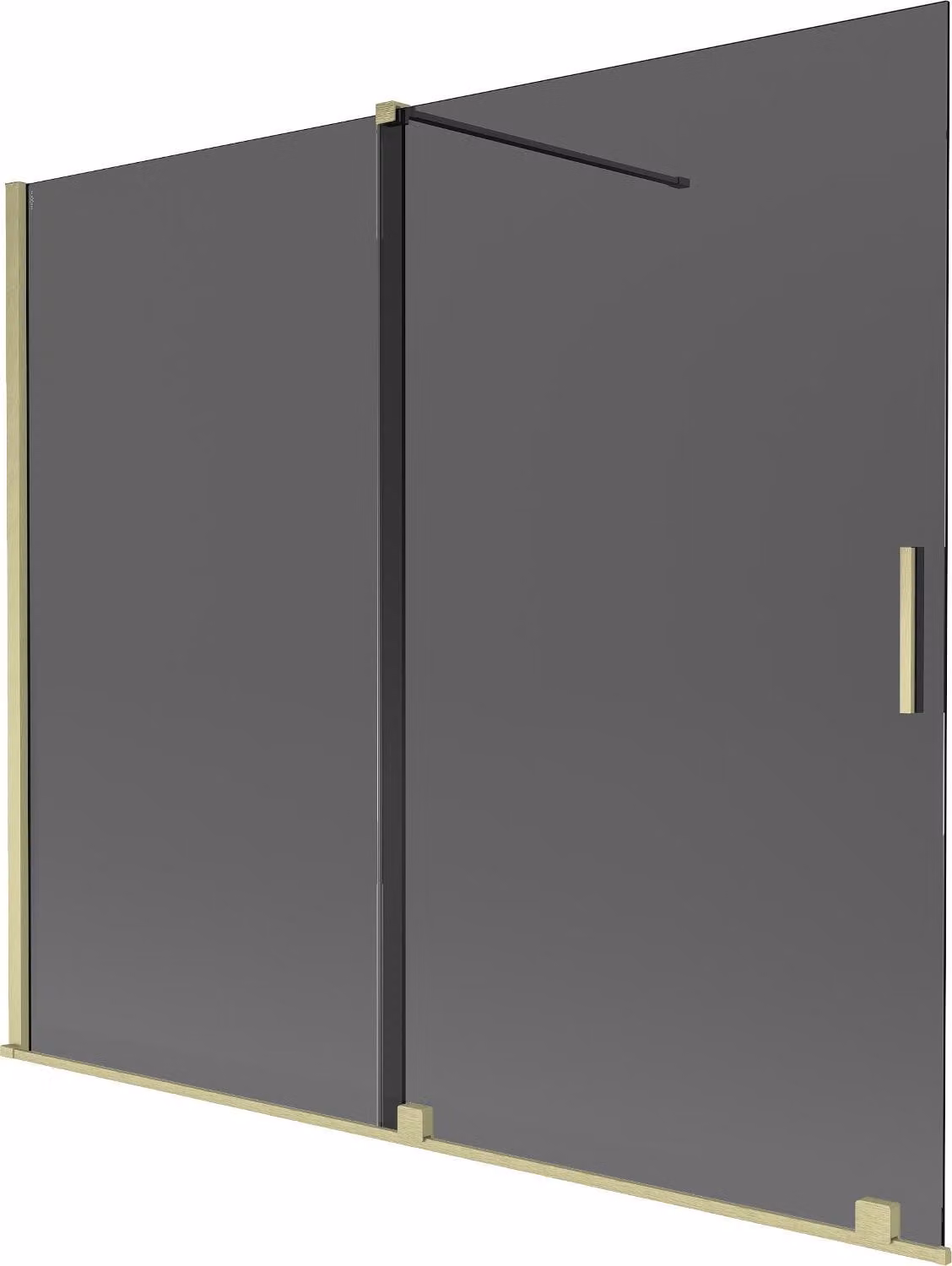 Mexen Velar paravento da bagno 2 ante scorrevoli 180 x 150 cm, grafite, oro spazzolato - 896-180-000-41-55
