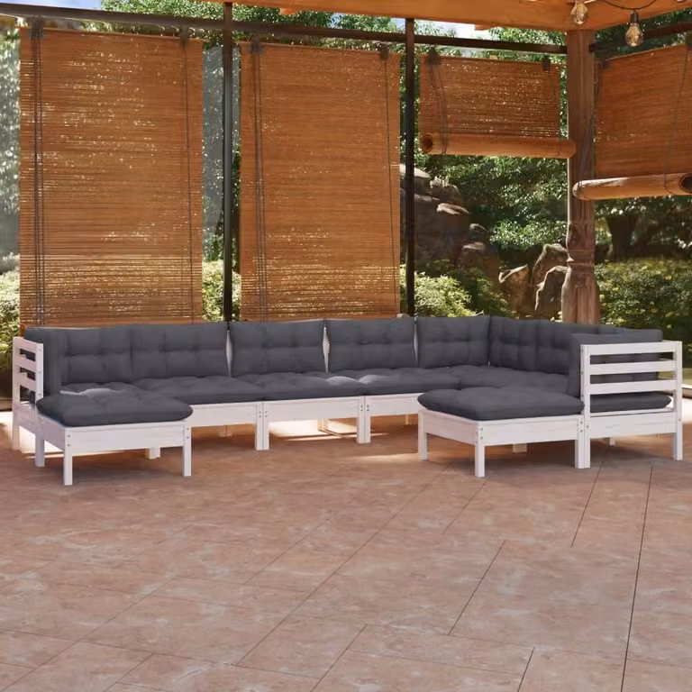 Maison Exclusive - Set Divani da Giardino 9 pz con Cuscini BiancLegno di Pino