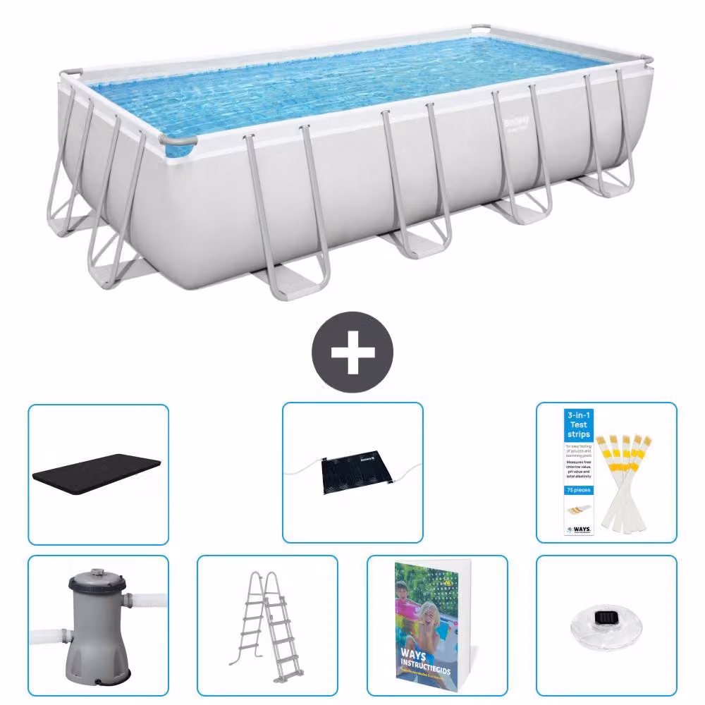 Bestway Power Steel, piscina rettangolare - 488x244x122 cm - composta da 6 parti, modello S598