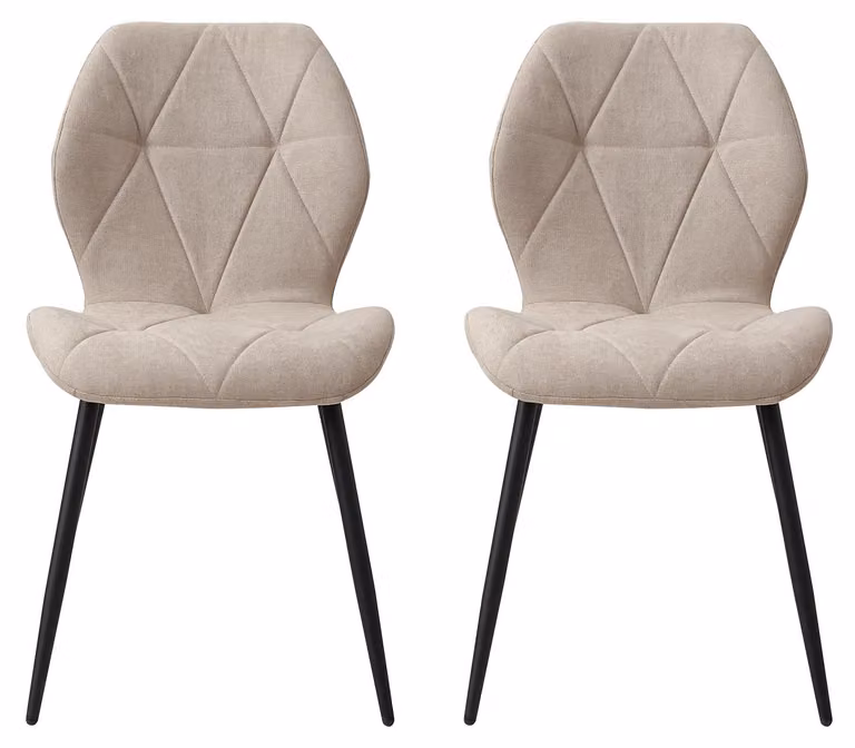 Set di 2 sedie da pranzo - Sedie moderne per la cucina - Gambe in metallo - Design minimalista - Adatte per cucina, sala da pranzo e ristorante - Colore beige