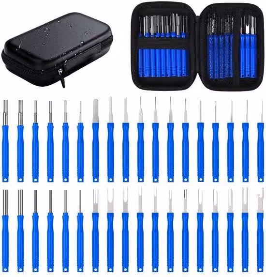 Set per lo smontaggio auto, 36 pezzi, blu con connettore per cavi