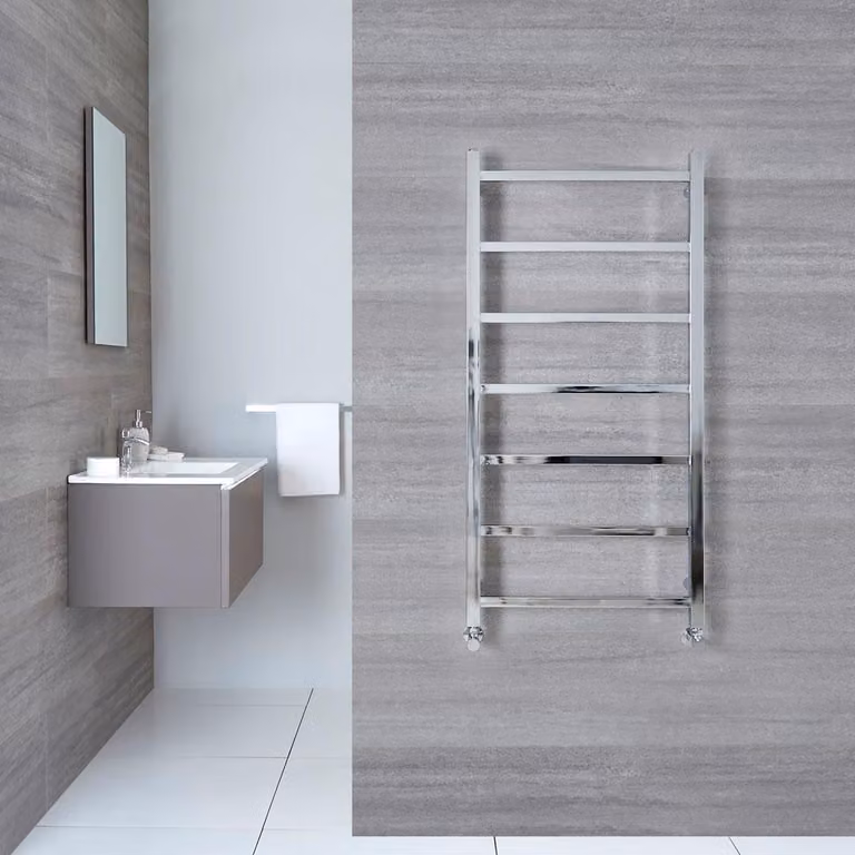 Scaldasalviette Moderno Piatto a Scaletta - Termoarredo Bagno Cromato - 1200 x 600mm - 260W - Eton