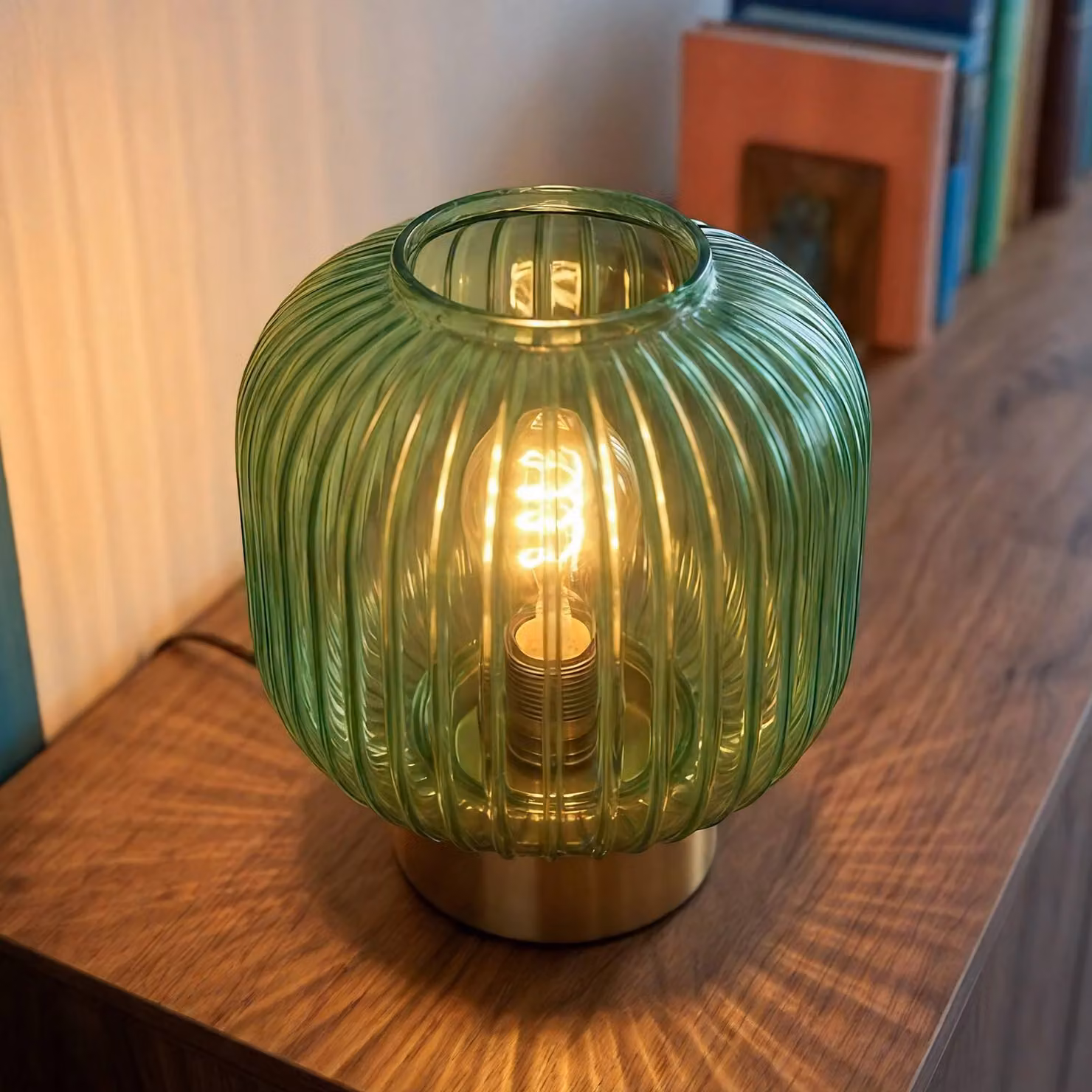 OSRAM Lampada da tavolo Decor Groovie, Verde, Soggiorno / Sala da pranzo, Vetro, Vintage, Lampada da tavolo