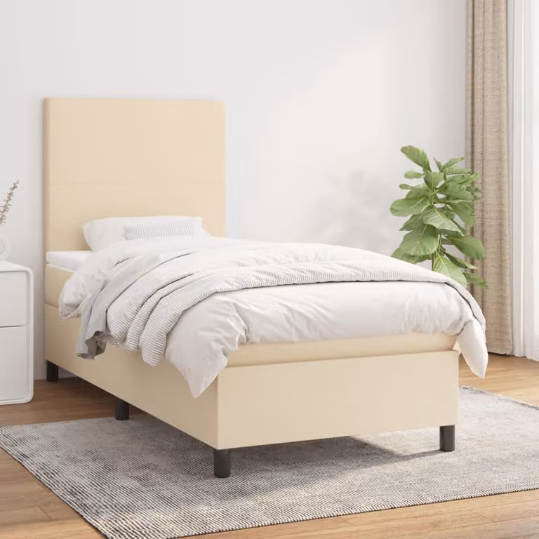 vidaXL Letto Ibrido con Giroletto a Molle e Materasso a Tasche, Colore Beige e Bianco, L/P/H: 80 x 200 cm