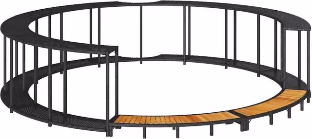 Bordo per Vasca da Spa con Portaoggetti&Gradino Polyrattan Nero CFW5826697