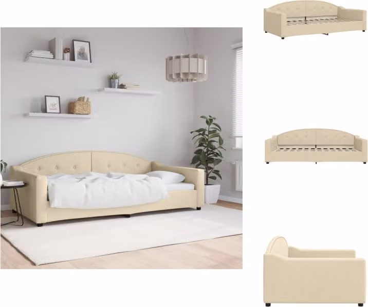 vidaXL Letto da giorno crema 100x200 cm in tessuto - Letti e reti