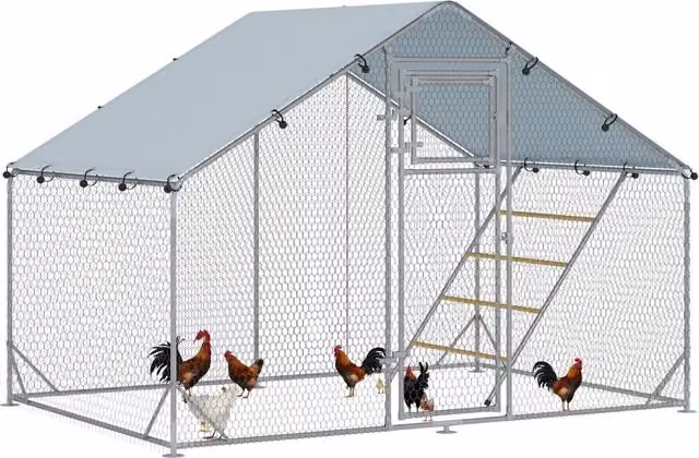 Recinto per galline Minimal Argento in acciaio zincato e poliestere L/P/H: 3 x 2 x 1,9 m