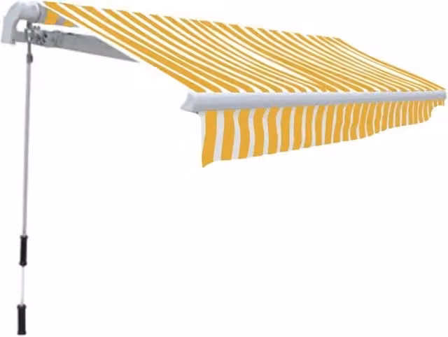 Tenda da Sole Pieghevole Manuale-Tenda parasole per Patio 300 cm Gialla/Bianca