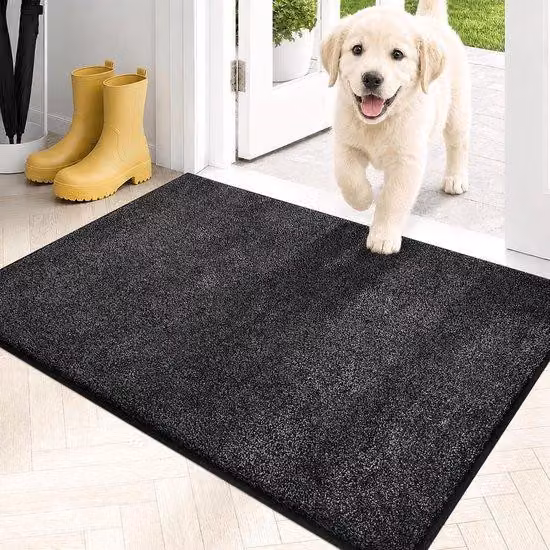 Tappetino per ingresso - Tappetino antiscivolo lavabile - Tappetino per pulizia piedi - Tappetino assorbente sporco per porta d'ingresso, corridoio e animali domestici - Nero - 80x50 cm