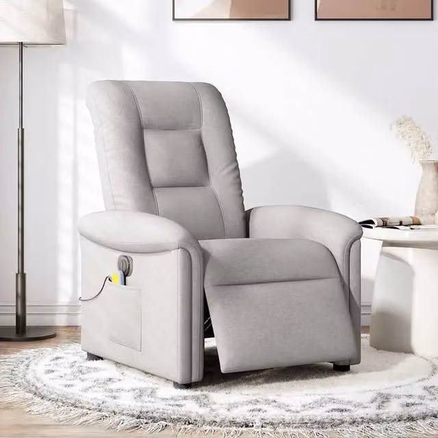 Divano Sedia-Poltrona Reclinabile Massaggio Elettrica Grigio Nuvola Tessuto 237744