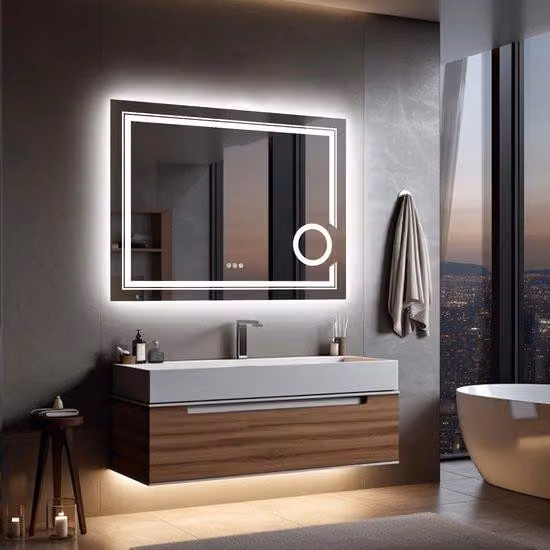 Specchio a LED da parete per bagno, da montare a parete, specchio ingranditore per bagno, toilette, doccia, trucco