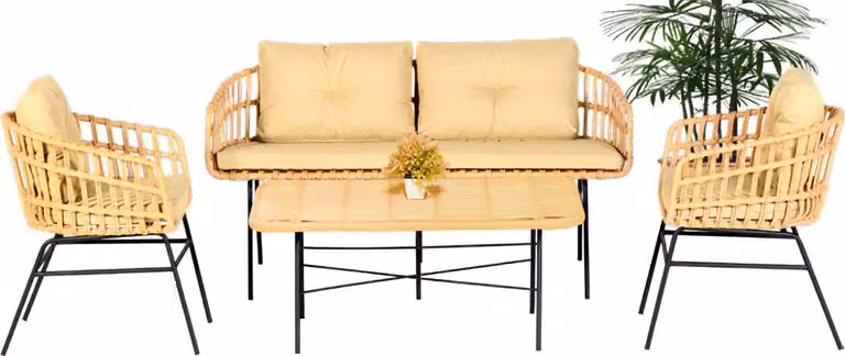 Garten Möbel Sitzmöbel Sofagarnitur Terrasse Tisch Sofa Couch 4tlg. Set Modern