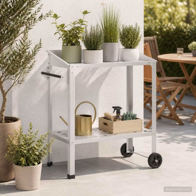 vidaXL Tavolo da Vaso con Ruote 96 x 50 x 89 cm