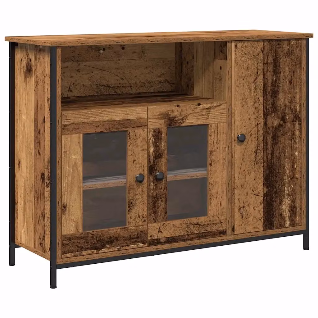 Credenza Buffet in stile industrial vidaXL in legno e metallo marrone L 100 x P 35 x H 75 cm – 2