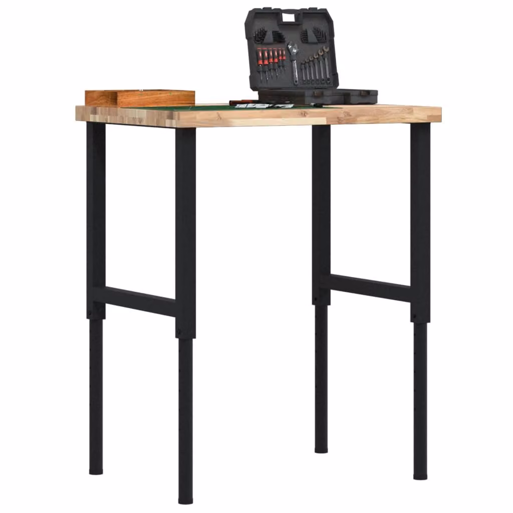 vidaXL Banco Lavoro Regolabile in Legno e Metallo, Marrone e Nero, L: 80 cm, P: 60 cm, H: 73-99,5 cm – 1