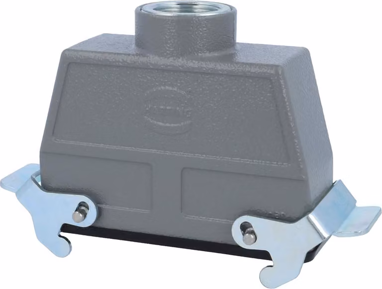 HARTING Han 24B Alloggiamento connettore alto, 1xPG21 uscita cavo diritta, con 2 staffe trasversali Vite di fissaggio PG21 Area di serraggio