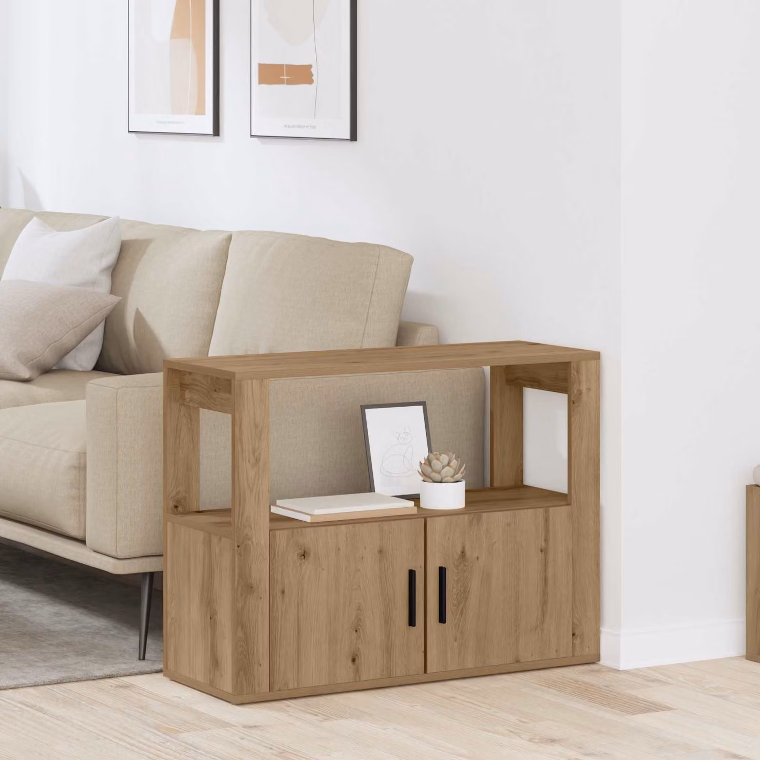 Credenza moderna vidaXL in rovere color marrone L: 80 cm, P: 30 cm, H: 60 cm
