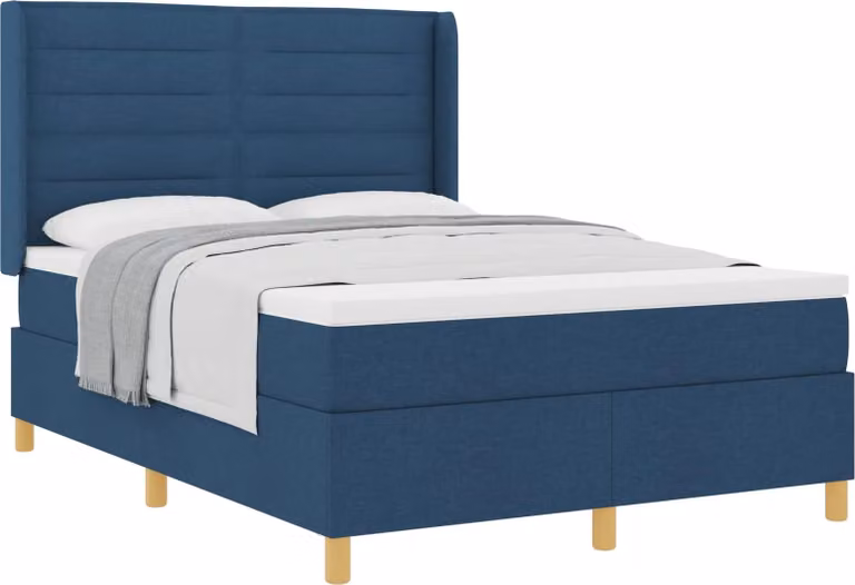 Letto a molle con materasso Blu 140 x 190 cm Tessuto