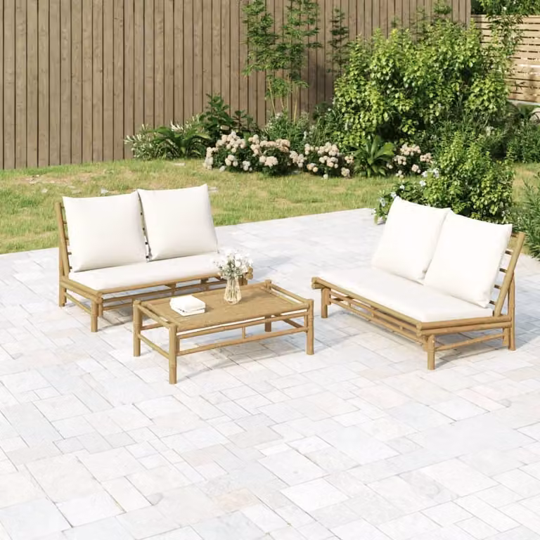 Maison Exclusive - Set da giardino a 2 pezzi con cuscini color bianco crema in bambù