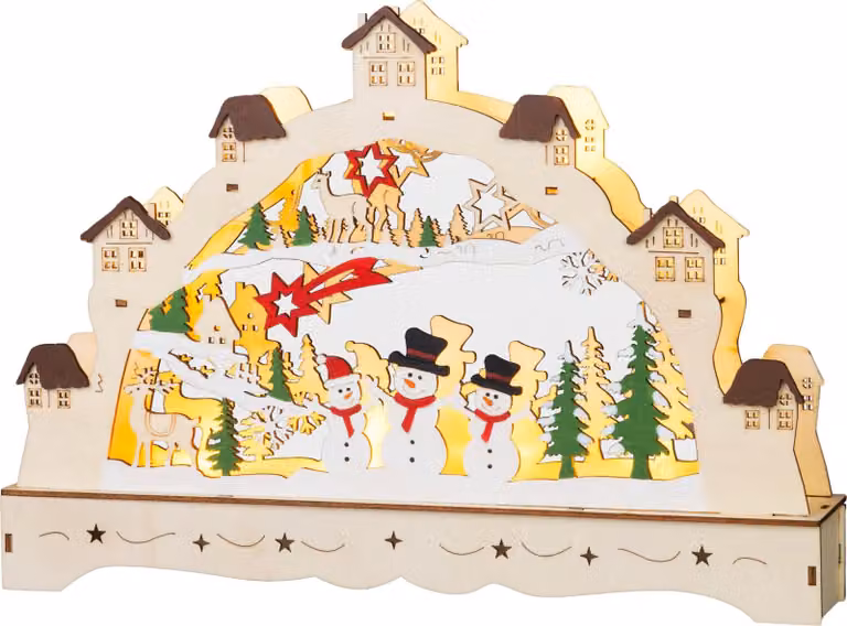 Decorazione MagicHome Natale, Paesino, 9xLED bianco caldo, 2xAAA, IP20, 33x5x23,5 cm