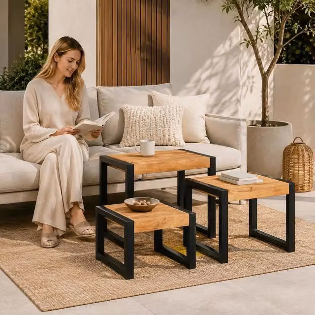 Nesting Tables, 3 Pieces, Solid Wood