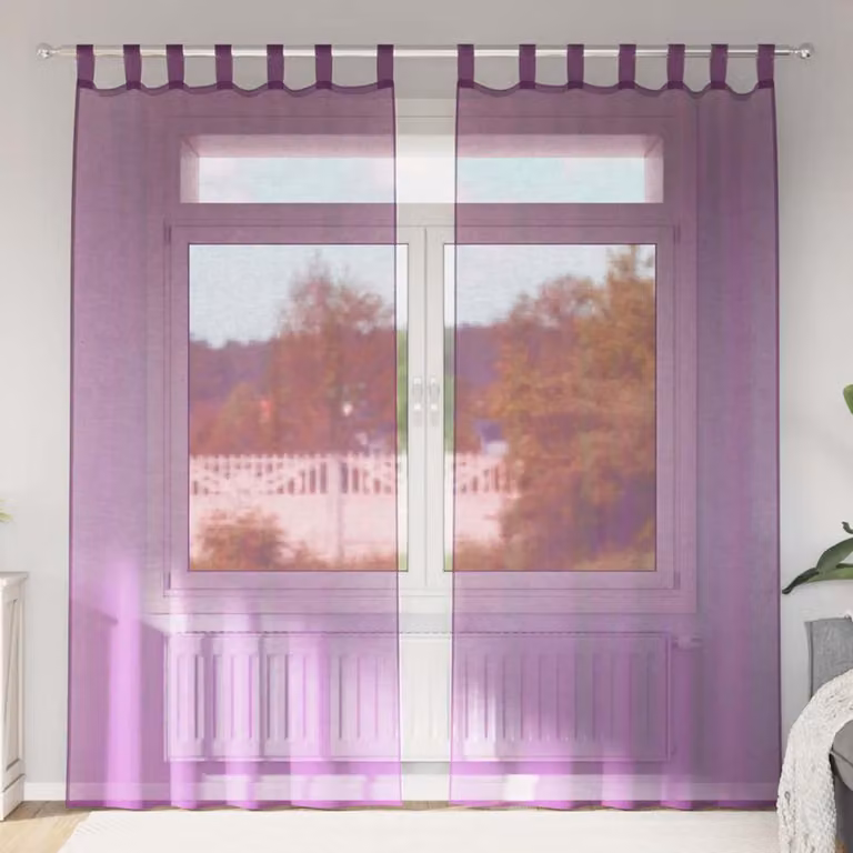 Set di 2 tende semitrasparenti in voile vidaXL viola L: 140 cm, H: 225 cm
