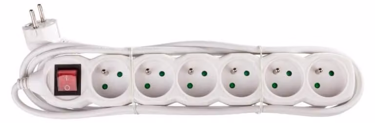 Cavo di prolunga con interruttore - 6 prese, 3 m, bianco 70519