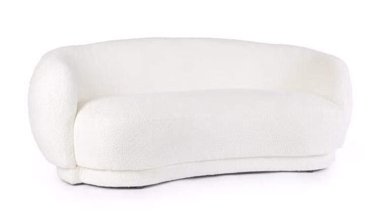 Divano TECLA in tessuto effetto bouclé bianco