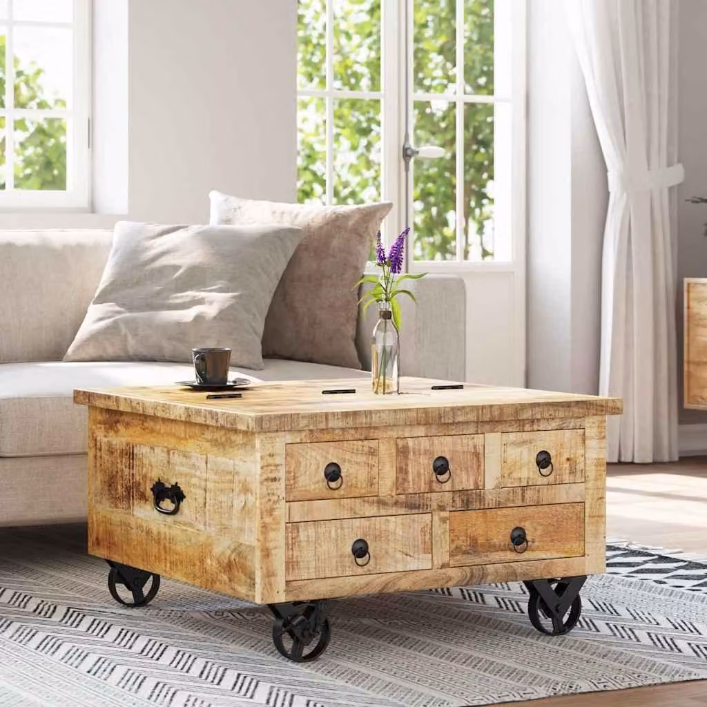 Maison Exclusive - Tavolino in legno di mango grezzo 70x70x40 cm