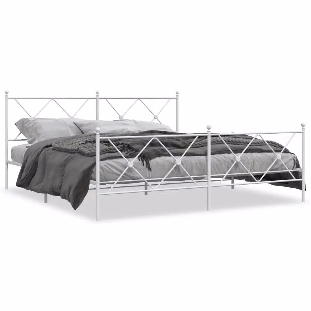 Giroletto vidaXL con testiera e pediera in metallo bianco L: 187 cm, P: 219 cm, H: 90,5 cm – 2