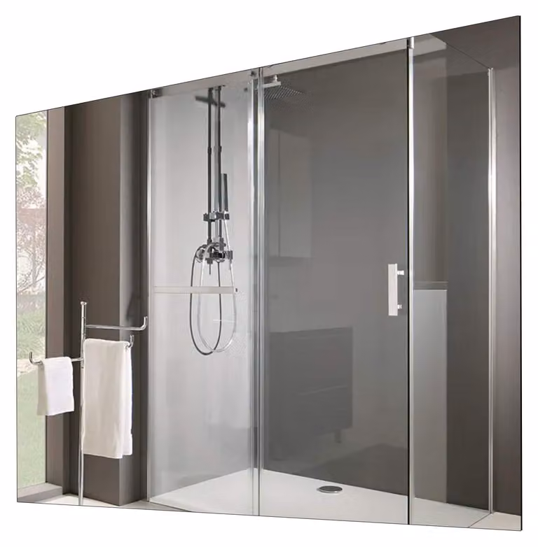 Specchio da bagno riscaldato a infrarossi - 60x85 cm - 450 Watt - Rosso - Design senza cornice - Riscaldamento supplementare per ambienti