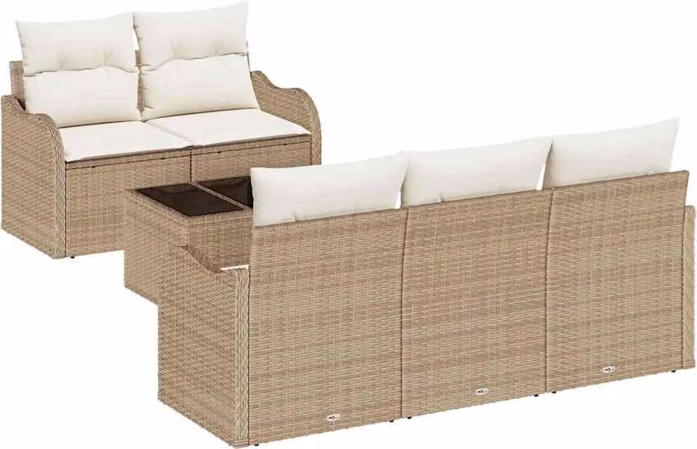 Set Divano da Giardino Beige polyrattan