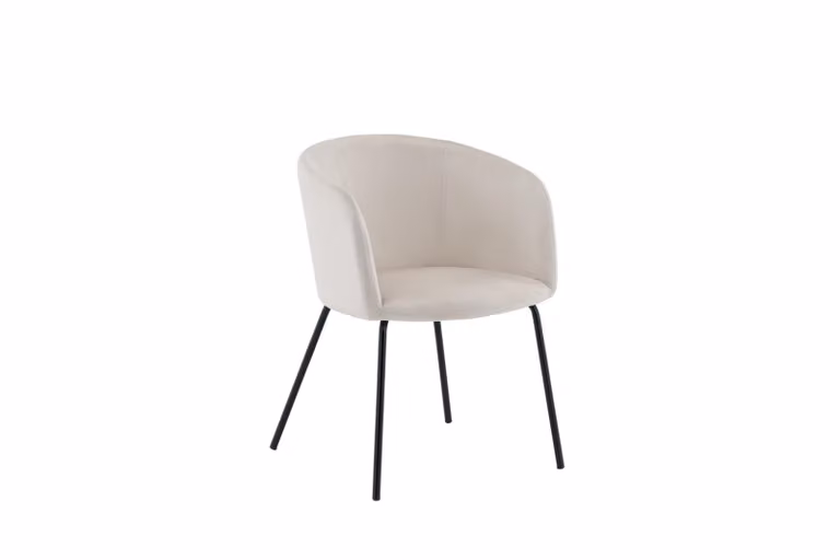 Sedia da pranzo Berit in velluto beige.