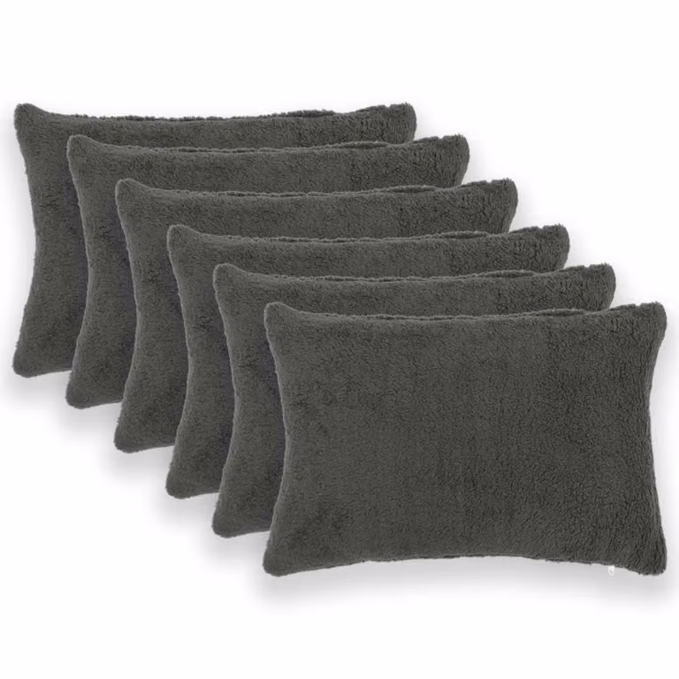 Set di 6 federe vidaXL HEERLEN in tessuto bouclé grigio scuro, L 50 cm x P 30 cm