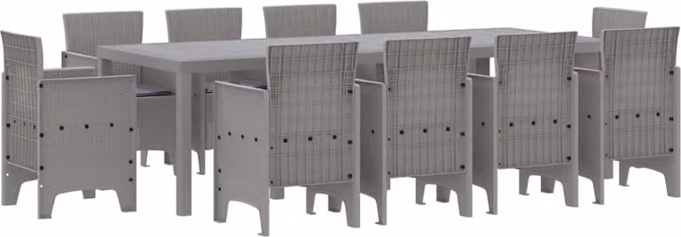 Set da Pranzo per Giardino 11 pcs Grigio chiaro Polipropilene
