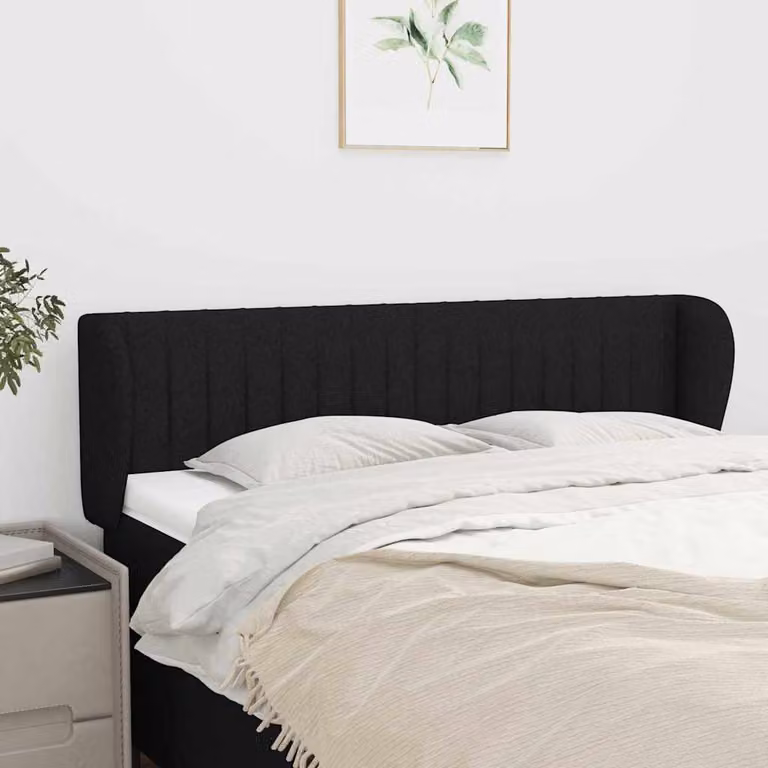 Testiera ad orecchio vidaXL in tessuto nero L: 147 cm, P: 23 cm, H: 78/88 cm