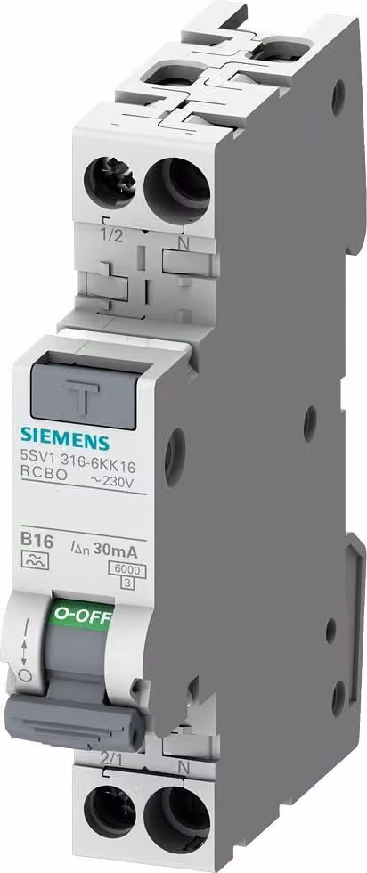 Siemens Indus.Sector RCD compatto tipo F, 30mA, B16 5SV1316-3KK16 (5SV13163KK16)