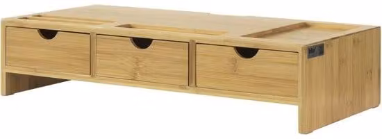 Organizer da scrivania con 3 cassetti - Supporto per monitor - 25 x 51 x 12 cm - Bambù